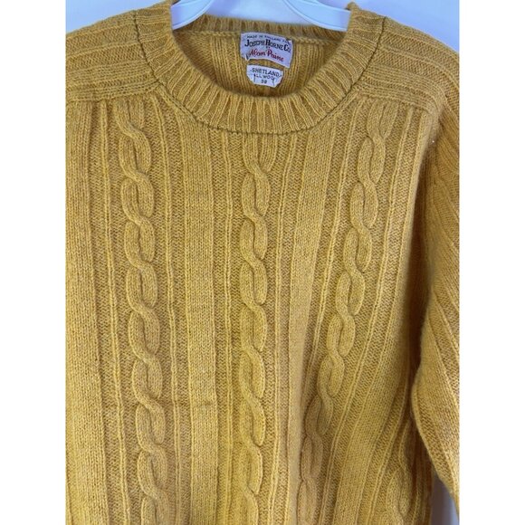 Vintage 60s 38 Shetland Wool Cable Knit Fisherman Sweater Preppy - Picture 8 of 8